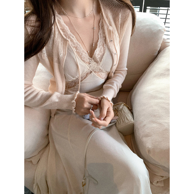 【中古香榭】拼接蕾丝连衣裙