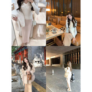 许许然Madeleine【茶语山樱】早春100%全羊毛中长款针织半身裙