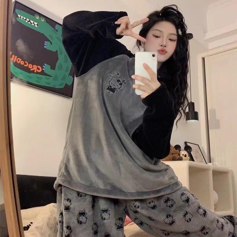 学生女珊瑚绒保暖可爱家居服套装
