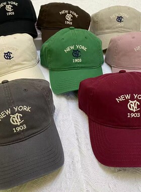 春夏韩版时尚NEW YORK鸭舌帽纯棉软顶棒球帽子男女遮阳防晒帽潮