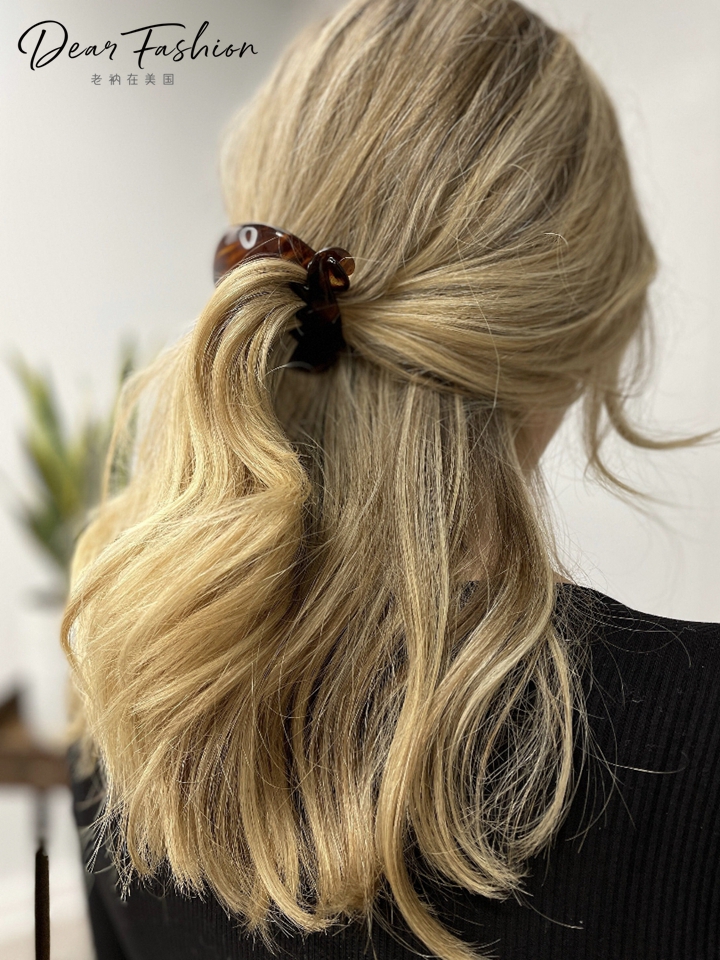 进口现货章小蕙法国玳瑁色马尾夹