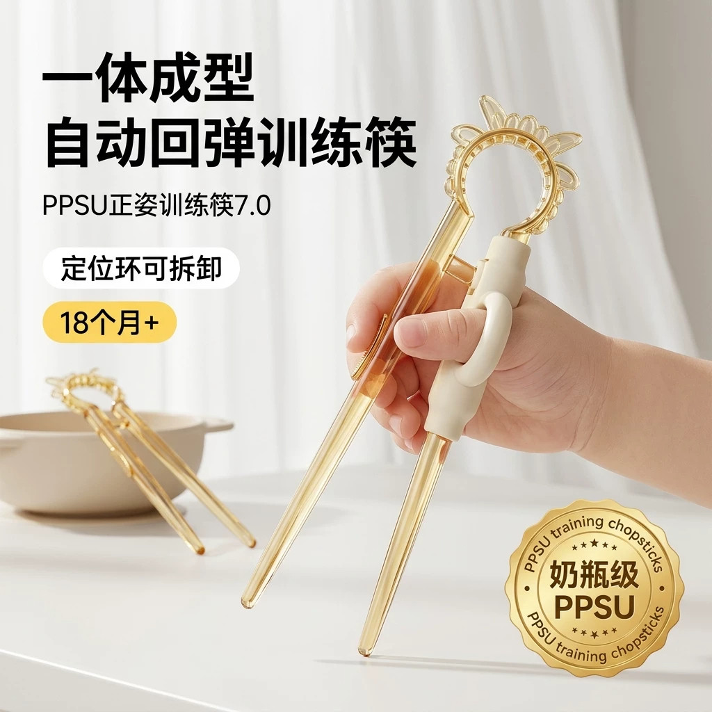 PPSU儿童正姿训练筷回弹自喂