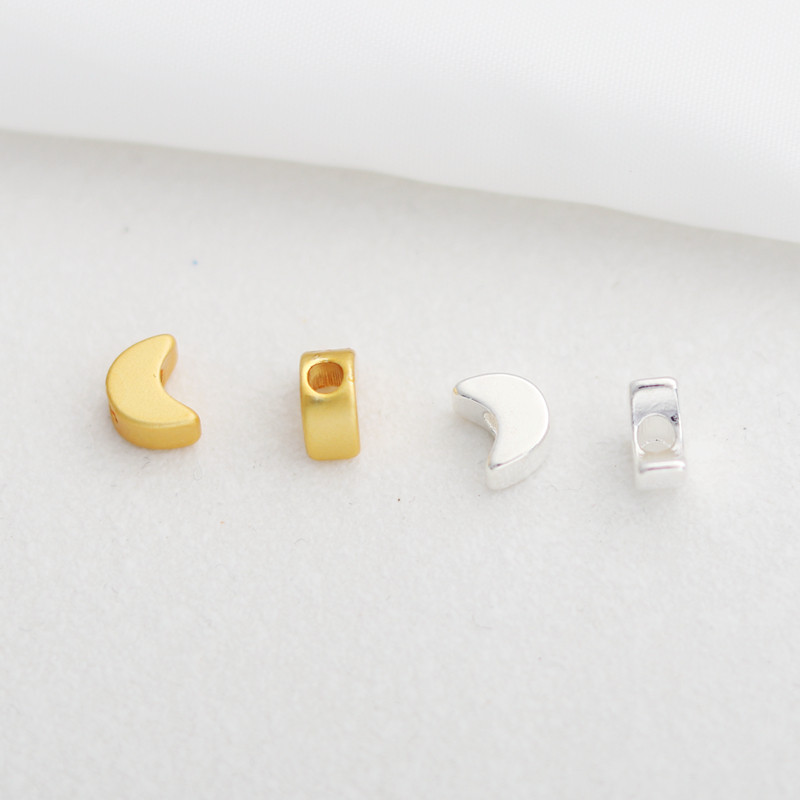 18K包金保色哑金平面横孔月亮5*7mm串饰隔珠diy手工项链饰品配饰