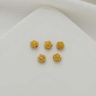 14k包金保色哑金双面花通孔7mm配珠手链项链diy手工串珠饰品配饰