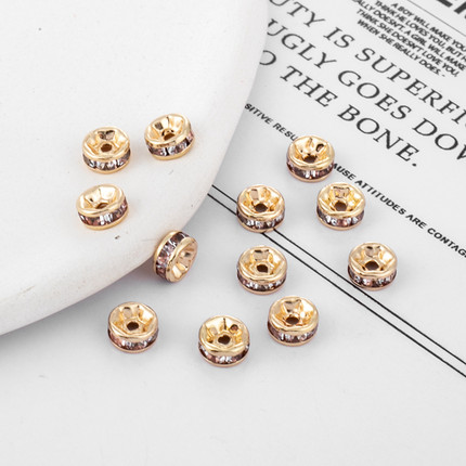 14K包金镶嵌锆石隔珠手工diy饰品水钻隔片材料首饰散珠桶珠配件