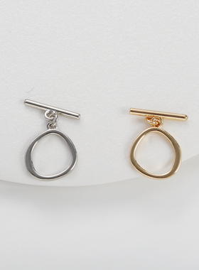 14K包金保色光面素款14MMOT扣连接扣珍珠手链项链IQ扣diy饰品配件