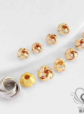 14k包金保色多款打结隔珠4*6mm麻绳散珠DIY手链项链隔片饰品配珠