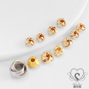 14k包金保色多款 6mm麻绳散珠DIY手链项链隔片饰品配珠 打结隔珠4