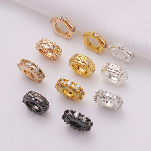 18K包金保色镶嵌锆石隔珠圈圈隔片手工diy手链项链耳饰品配件材料