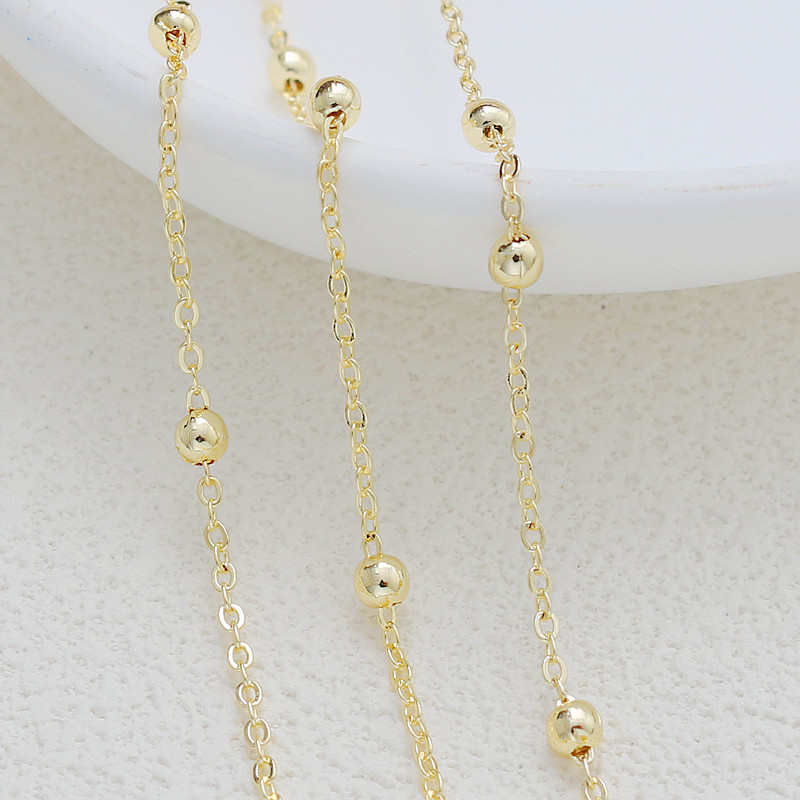 加强14K保色金包金/扁0包珠链子隔珠链条半成品diy配件链子1.5mm