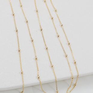 14K保色金包金/扁0包珠链子隔珠链条半成品diy配件特细链子1.0mm