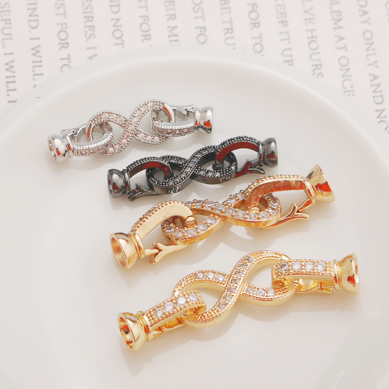 14K锆石8字双扣头diy饰品配件