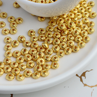 50颗一份 DIY手链算盘配珠 6mm散珠 18k包金保色麻花隔片3