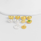 18K包金保色镀金元 宝白银通孔亮面手链饰品配件招财 diy复古配饰