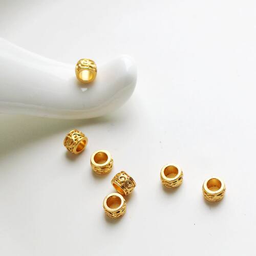 18K哑金5*4mm鼓珠diy饰品