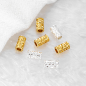 14k包金保色花纹圆柱子5 9mm通孔隔珠散珠手串diy手工饰品配件