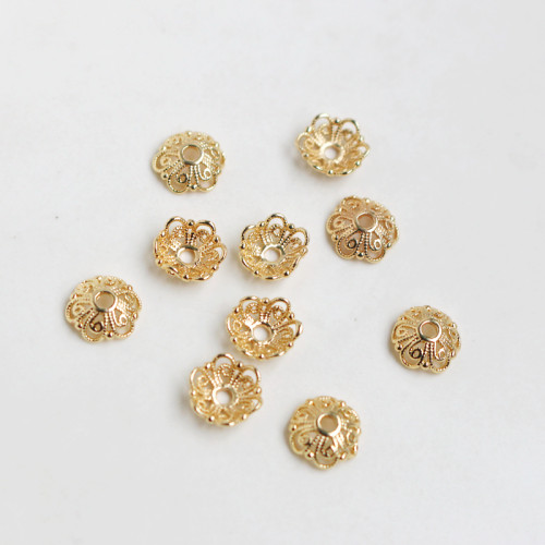 14k包金保色蕾丝浅金花托珠帽