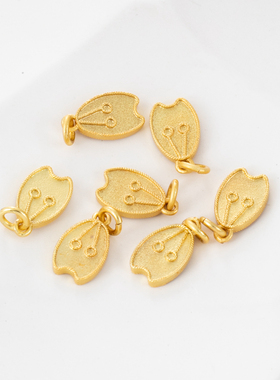 保色哑金双面花苞形吊坠diy饰品