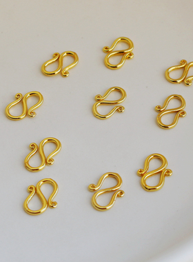 18K包金保色铜倒模卷角7*11mm连接扣S扣手链项链diy接头扣子扣头