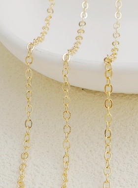 14K保色包金/0字链子链条半成品diy配件链1.0/1.2/1.5/2.0mm一卷