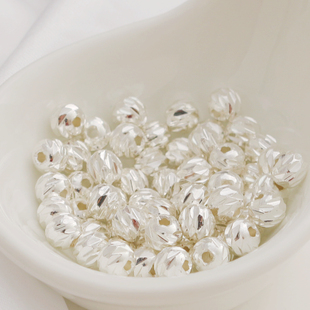 银色电镀保色横切面圆珠闪面珠手链项链diy镀金手工隔珠串珠散珠