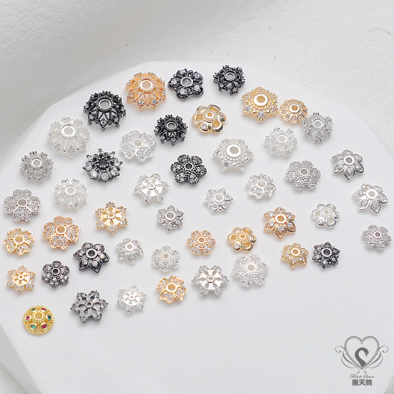 14K包金锆石花托diy配件强保色