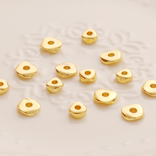 18K包金保色哑金不规则隔片垫片手链隔珠6MM大孔散珠DIY饰品配件