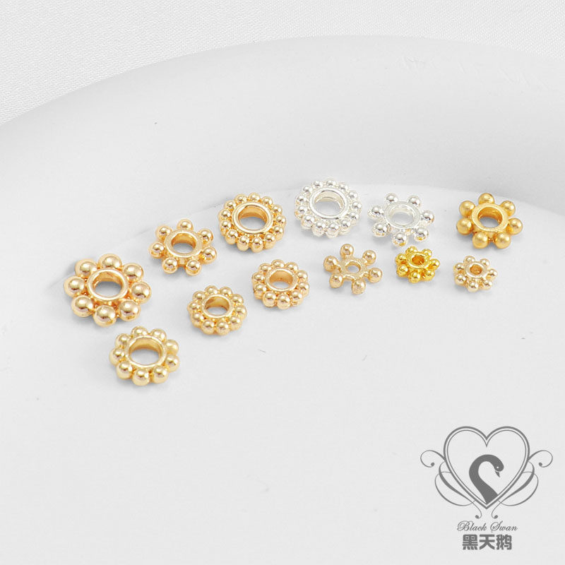14K包金保色大孔雪花片隔片手链项链耳饰配件diy手工垫片串珠饰品