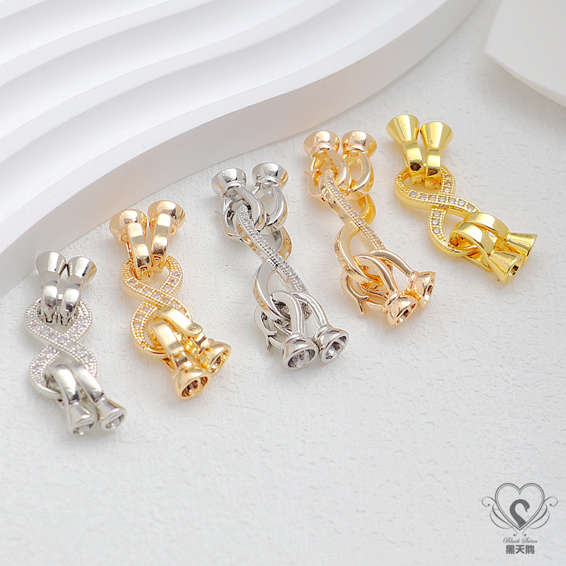 镶嵌锆石8字四扣头diy饰品