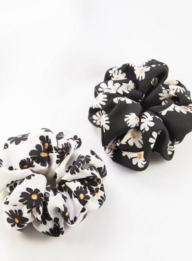 日韩小雏菊印花白色黑色盘发马尾大发圈发绳头花发饰头饰CF23