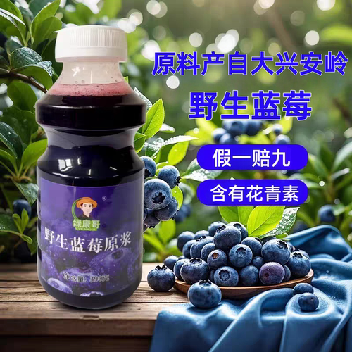 绿康哥野生蓝莓原浆汁蓝莓汁水果汁蓝梅饮料浓缩汁鲜榨花青素保真 - 封面