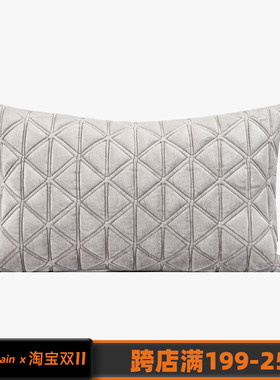 新品现代简约轻奢灰色几何绗缝绒面靠垫抱枕别墅样板房腰枕