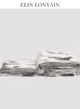 新品现代简约轻奢米灰色真兔毛搭毯别墅样板房床尾毯沙发皮草披毯