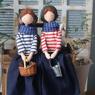 摆件装 材料包视频教程DIY教程图纸 饰手工布艺娃娃少女珍妮条纹款