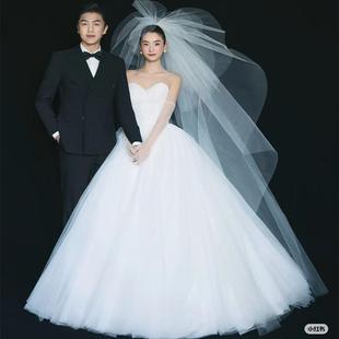 头纱摄影样片头饰新娘结婚蓬蓬双层超仙森系网红拍照道具简约长款