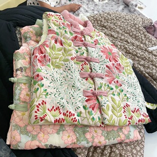 手工棉花马甲中小童中大童背心一针一线缝制而成提花