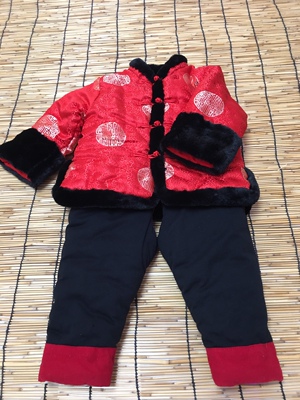 中式盘扣拜年服手工儿童棉袄