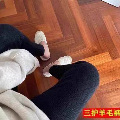 秋冬新款加厚加绒羊毛裤高腰保暖打底裤男女同款1