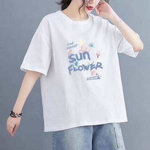 重磅夏季高档印花短袖美式运动情侣同款240g纯棉时尚百搭T恤