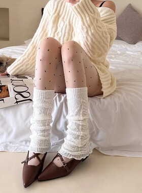 miu芭蕾风白色袜套女夏款中筒堆堆袜灰色辣妹叠搭腿套针织小腿袜