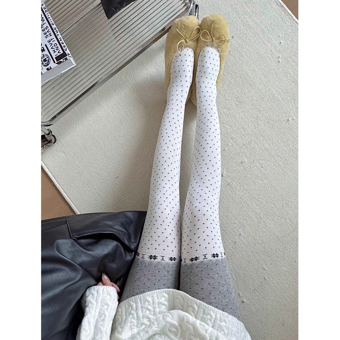 复古波点拼色袜子女圣诞连裤袜费尔岛显瘦百搭打底袜白色保暖裤袜,女士内衣/男士内衣/家居服,连裤袜/打底袜,淘宝优惠券,粉丝福利购,淘宝优惠卷