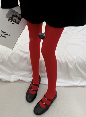 本命年红色连裤袜女春秋款天鹅绒欲防勾丝袜外穿打底裤新年红袜