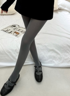 80D哑光灰色丝袜春夏天鹅绒连裤袜薄款不掉裆外穿高弹打底袜黑色