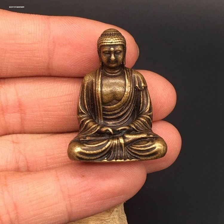 手工黄铜达摩祖师如来佛小铜佛摆件随身车载摆件