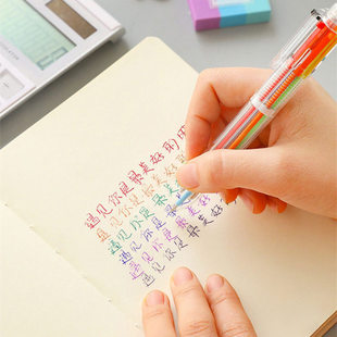 10色可爱圆珠笔十色按压式多色合一做笔记学生透明多功能彩色油笔蝴蝶十色圆珠笔学生学习用多色按压笔