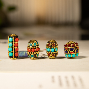 天眼背云 念珠菩提DIY配饰配饰复古藏银尼泊尔饰品密宗羯桶珠