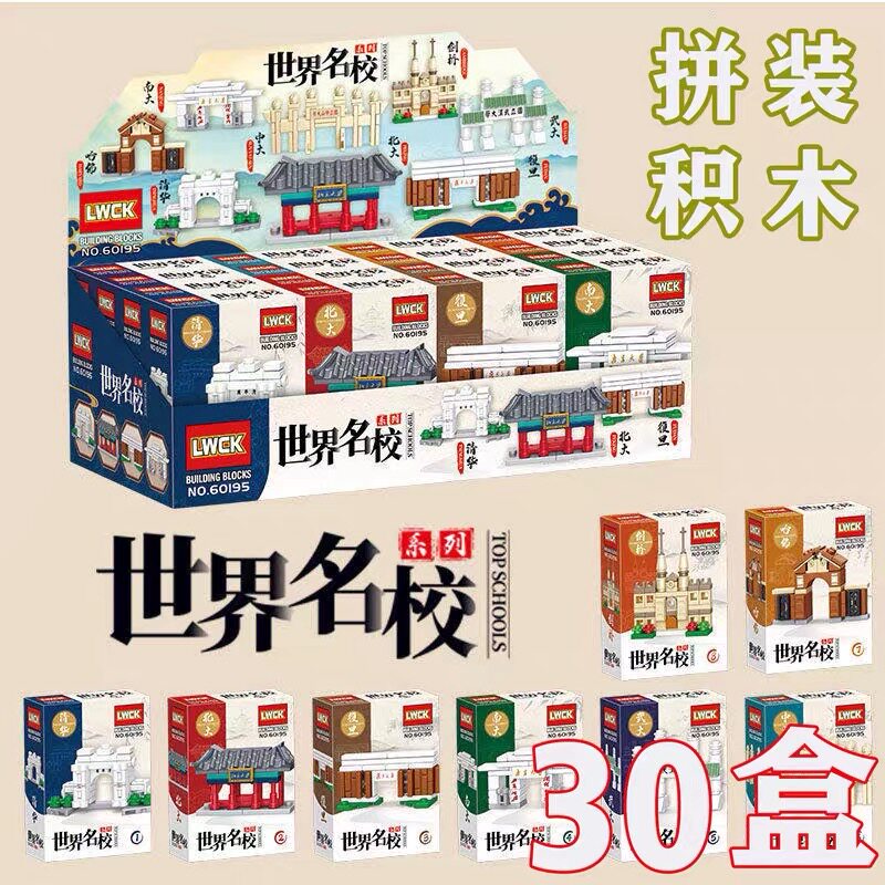 创意益智拼装玩具世界名校积木