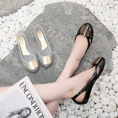 时尚果冻鞋女坡跟凉鞋