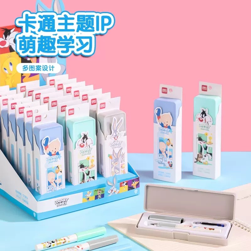 得力可擦纯蓝小学生书写练字钢笔