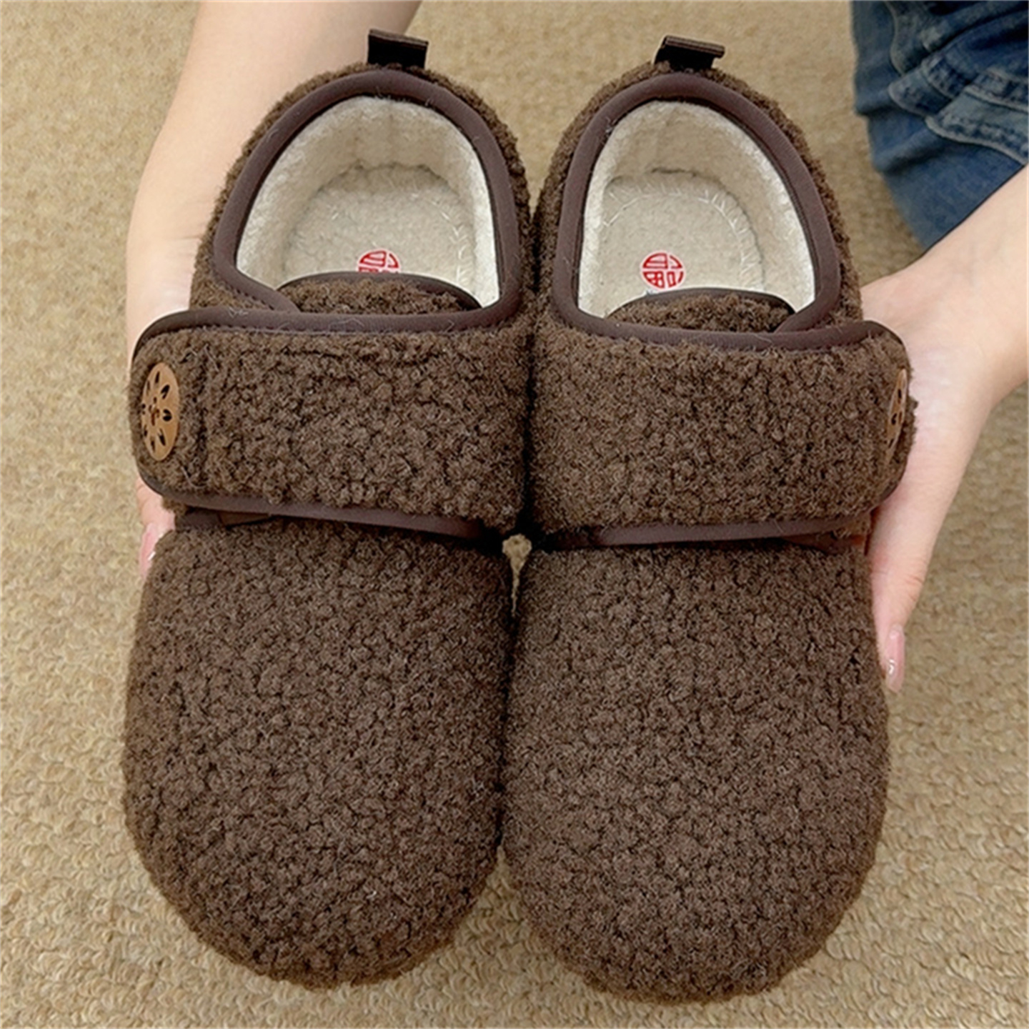 京睿加绒加厚保暖毛毛鞋轻便舒适